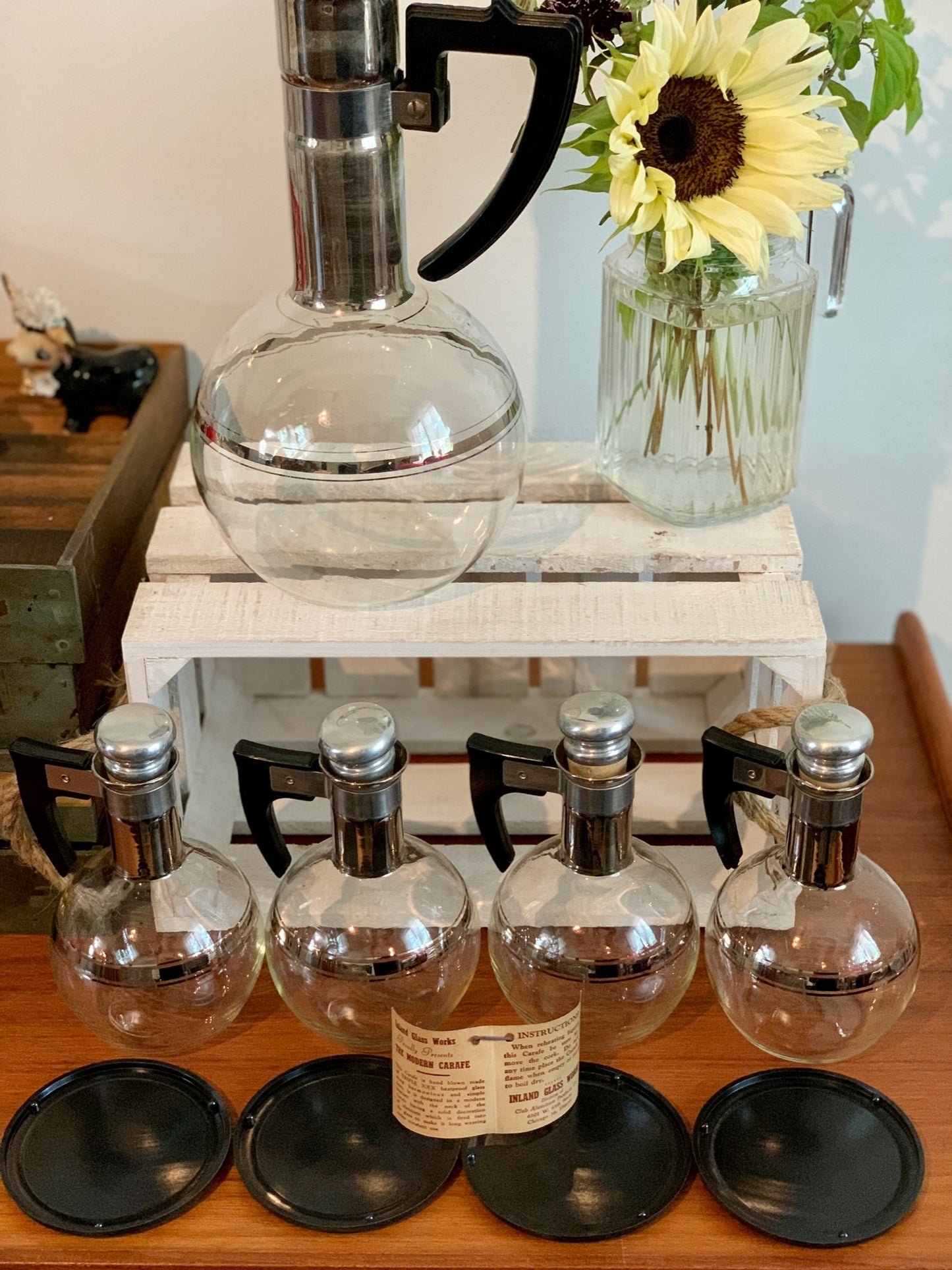 Inland Glass Large Carafe and IN BOX set of 4 Carafettes with original –  Our Third Twin