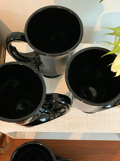 Tiara Exclusive Horn Mug set of 6 IN BOX black Indiana Glass Co. Hunters Horn Mugs IOB "Aunt Dottie's"