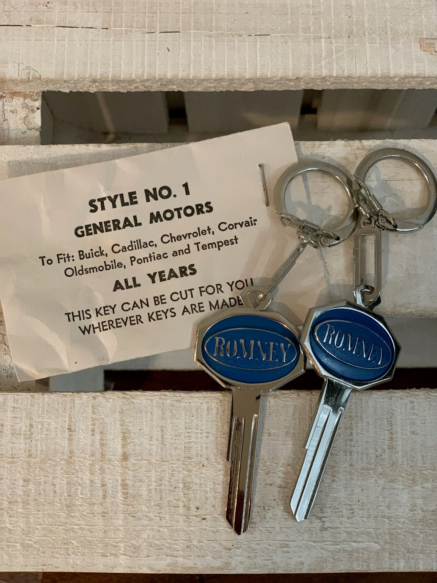 George Romney Customized General Motors Key-Key Chain NEW Uncut NOS (Priced individually)