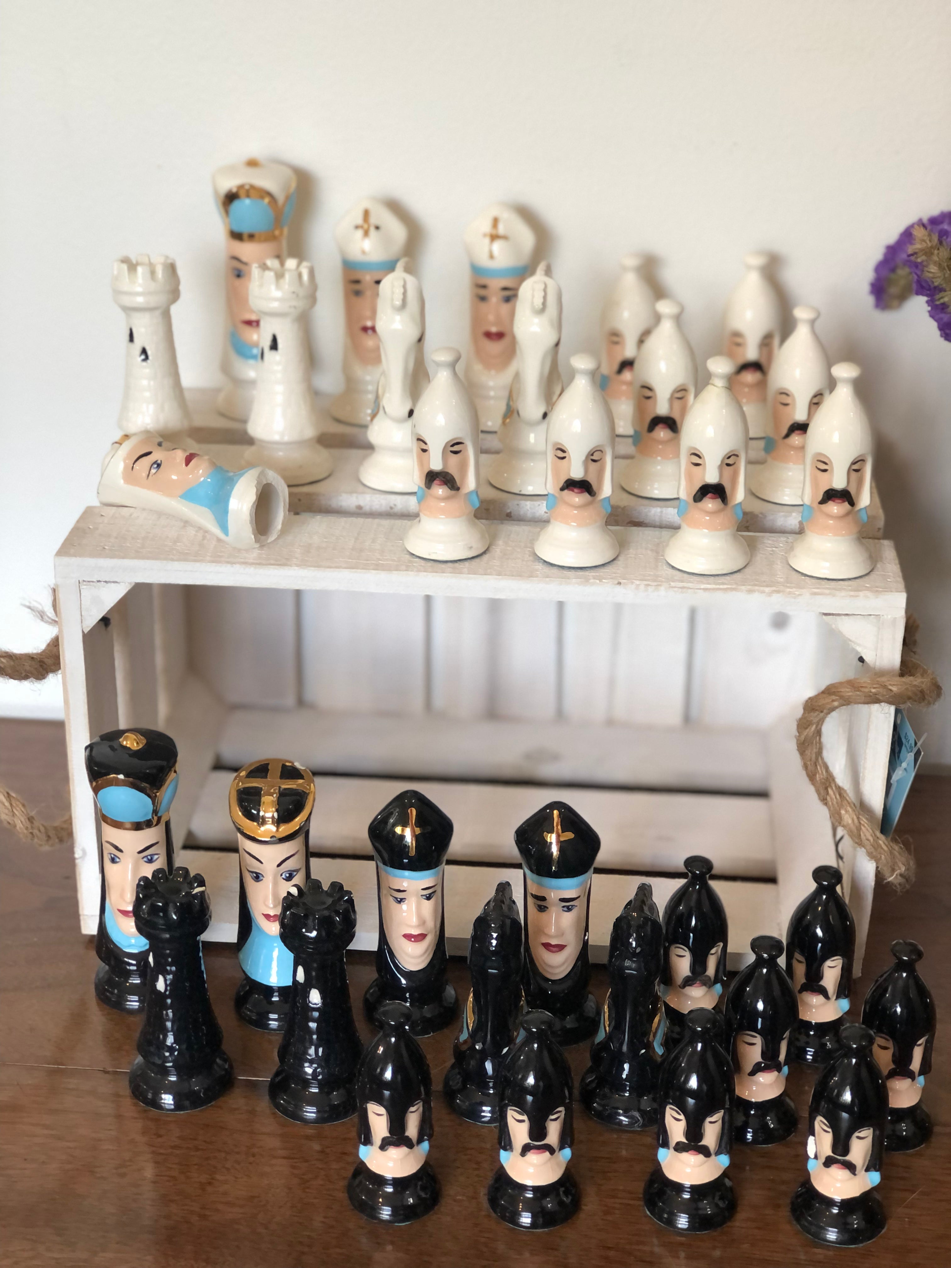 Handmade in offers the handpainted ceramic chess pieces