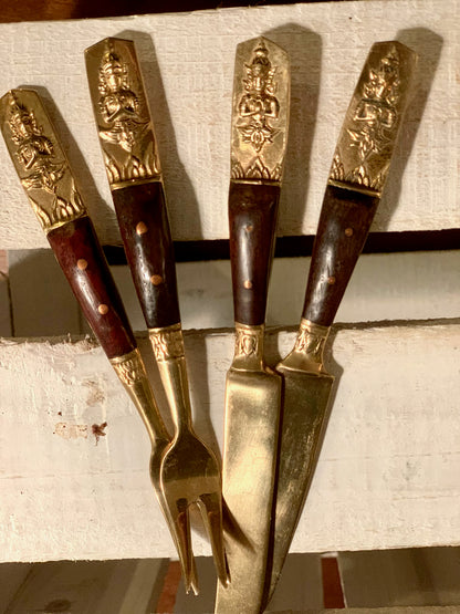 Siam hors d'oeuvres buddha 2 sets of a knife & fork (4 total pieces) (OTTV 2355)