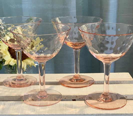 Elegant pink champagne coupes glasses PAIR (OTTV 1430)