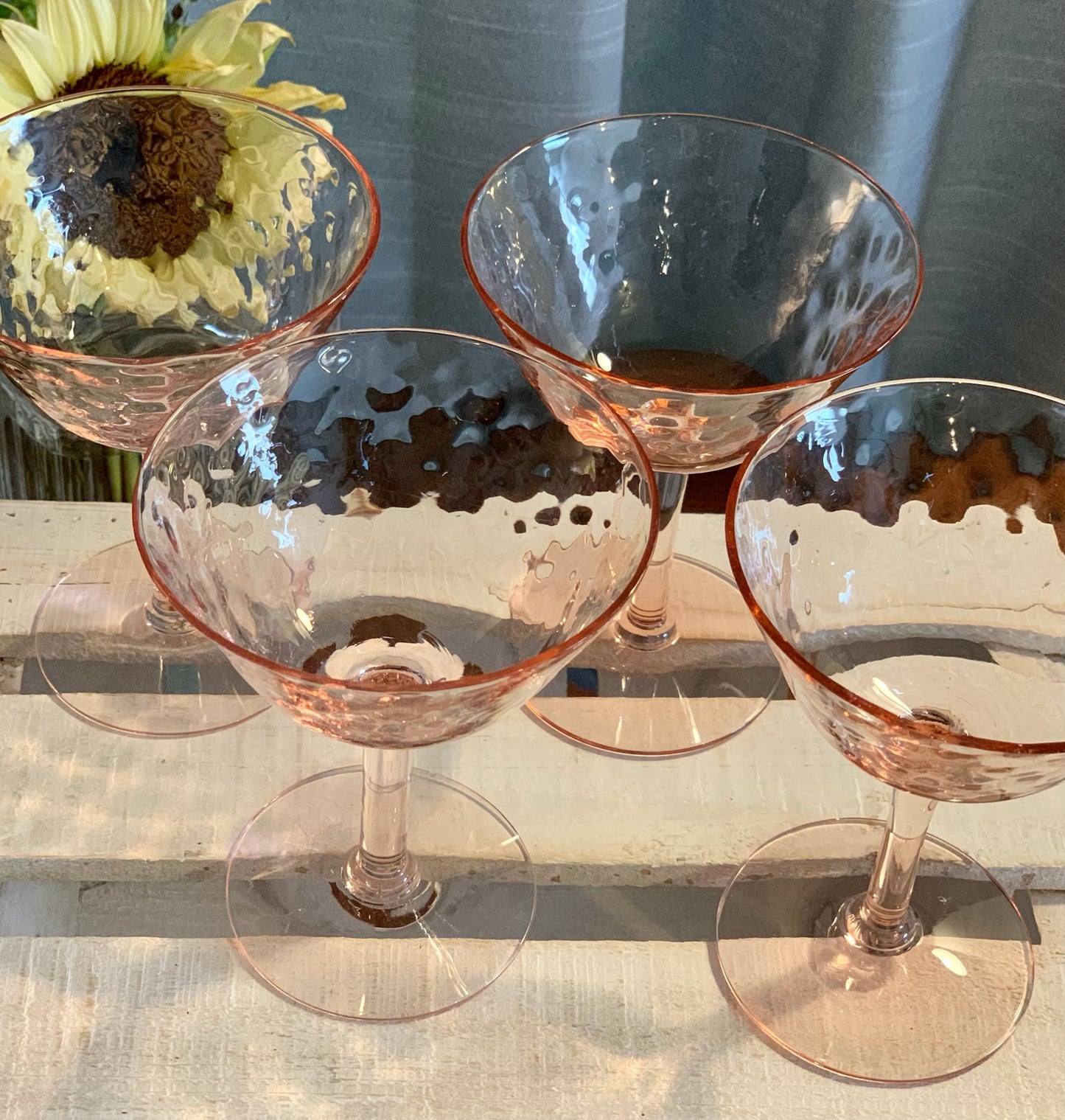 Elegant pink champagne coupes glasses PAIR (OTTV 1430)