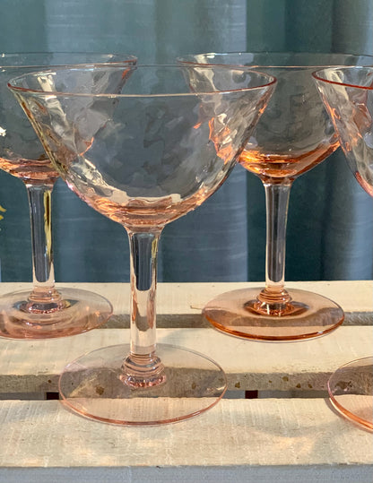 Elegant pink champagne coupes glasses PAIR (OTTV 1430)