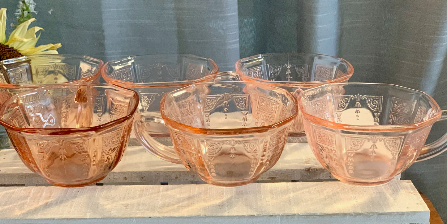 Pink Depression Glass Cups (OTTV 1002) Sold individually