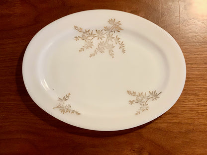 Federal Glass Bamboo Milk Glass Gold Serving Platter (OTTV 1877)