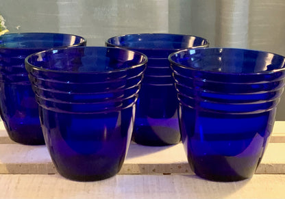 Sapphire Blue Glass Tumblers sold as set of 4 (OTTV 1868)