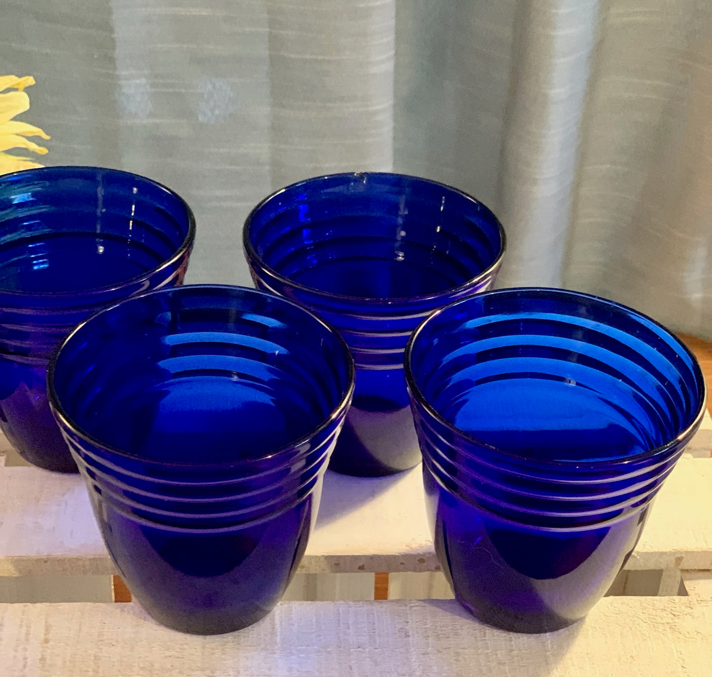 Sapphire Blue Glass Tumblers sold as set of 4 (OTTV 1868)