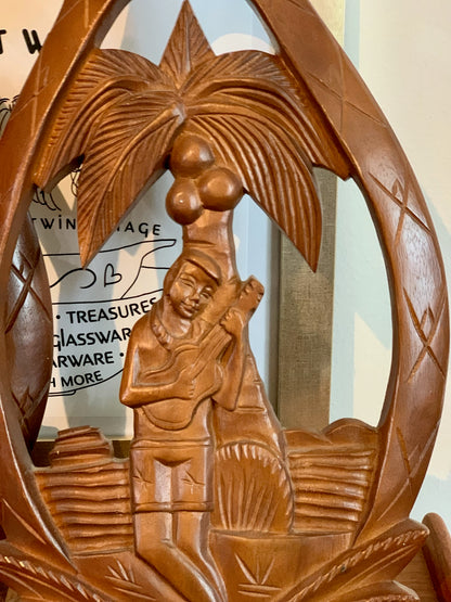 Tiki bar carved wood Hawaiian pineapple man and woman (OTTV 2932) from the Philippines, priced individually