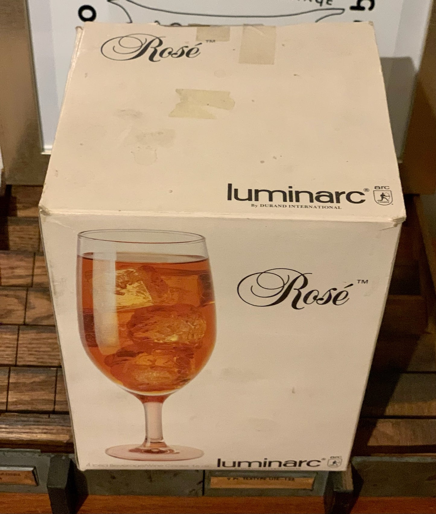 Pink Stem Rose Luminarc IOB Glasses set of 4 (OTTV 2938) priced as a box set