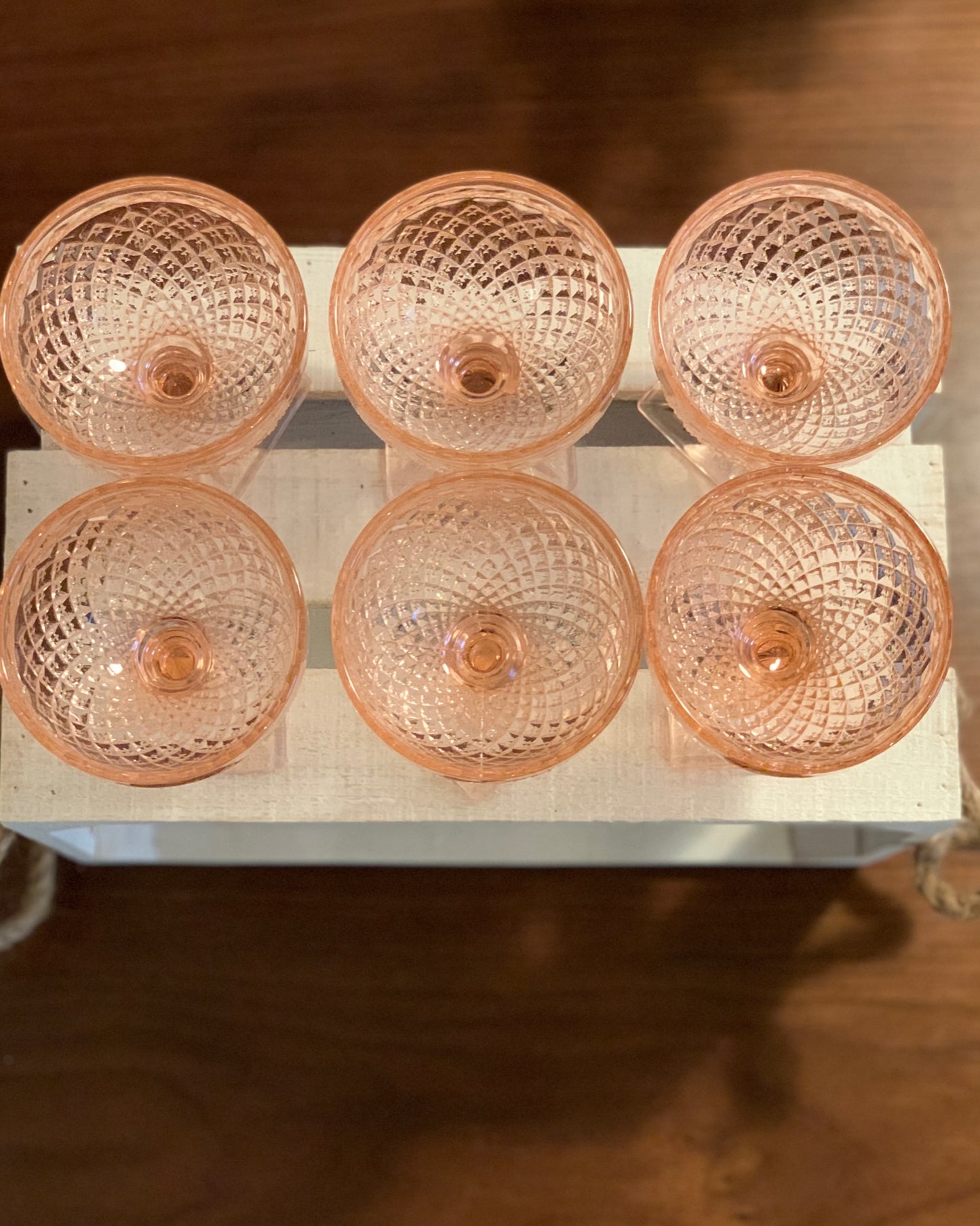 Miss America Pink depression glass sherbet cups / champagne coupe glasses (OTTV 1429) priced individually, 2 available