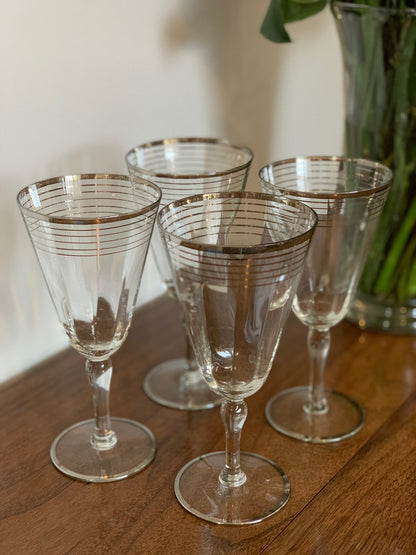 Platinum Rim MCM 5 band wine Crystal Goblets (1512 1513 1514) priced individually