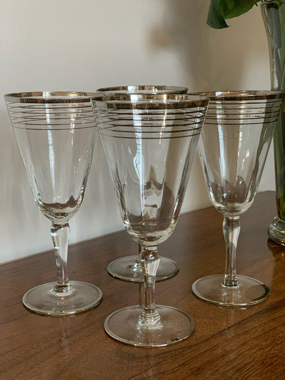 Platinum Rim MCM 5 band wine Crystal Goblets (1512 1513 1514) priced individually