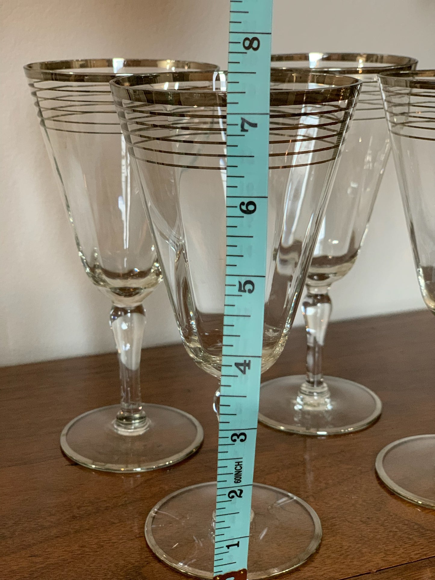 Platinum Rim MCM 5 band wine Crystal Goblets (1512 1513 1514) priced individually