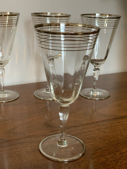 Platinum Rim MCM 5 band wine Crystal Goblets (1512 1513 1514) priced individually