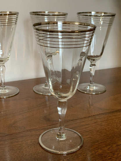 Platinum Rim MCM 5 band wine Crystal Goblets (1512 1513 1514) priced individually