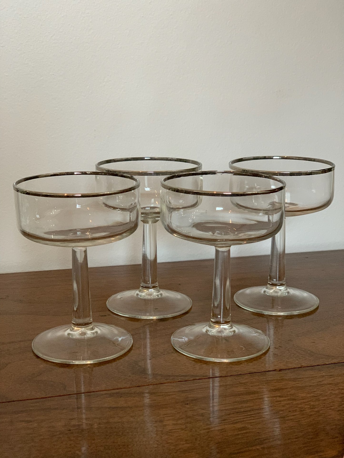 Crystal Silver Rim Champagne Coupes Vintage French-Style pair (OTTV 2164) sold in pairs