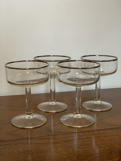 Crystal Silver Rim Champagne Coupes Vintage French-Style pair (OTTV 2164) sold in pairs