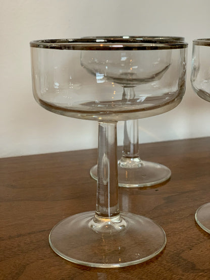 Crystal Silver Rim Champagne Coupes Vintage French-Style pair (OTTV 2164) sold in pairs