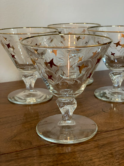 Vintage Libbey Royal Fern Glasses Gold White MCM - priced individually