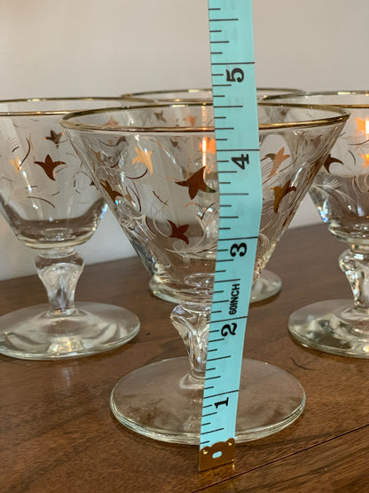 Vintage Libbey Royal Fern Glasses Gold White MCM - priced individually