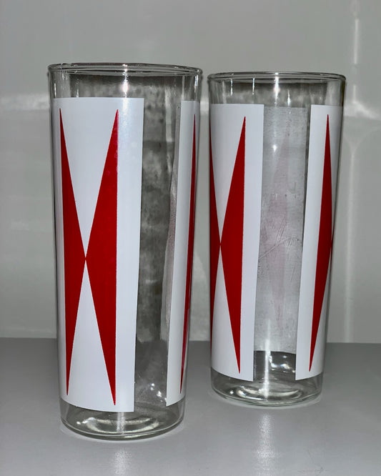 Phillips 66 Mid-Century Red Bow tie Glassware (OTTV 2944) priced as a set of 4