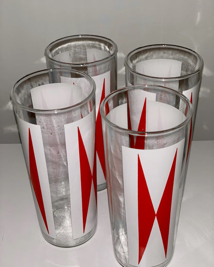 Phillips 66 Mid-Century Red Bow tie Glassware (OTTV 2944) priced as a set of 4