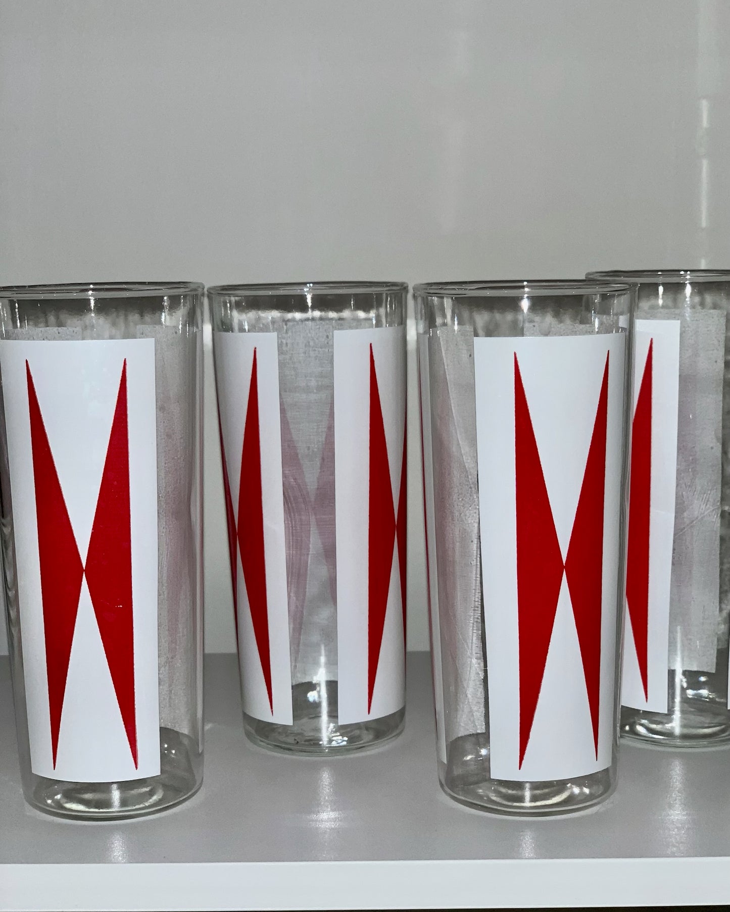 Phillips 66 Mid-Century Red Bow tie Glassware (OTTV 2944) priced as a set of 4