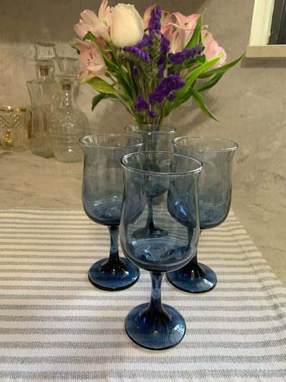 Libbey Dusky Blue Conneseur flared rim wine tulip glasses (OTTV 1455) priced individually, 2 available