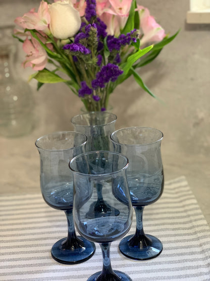 Libbey Dusky Blue Conneseur flared rim wine tulip glasses (OTTV 1455) priced individually, 2 available