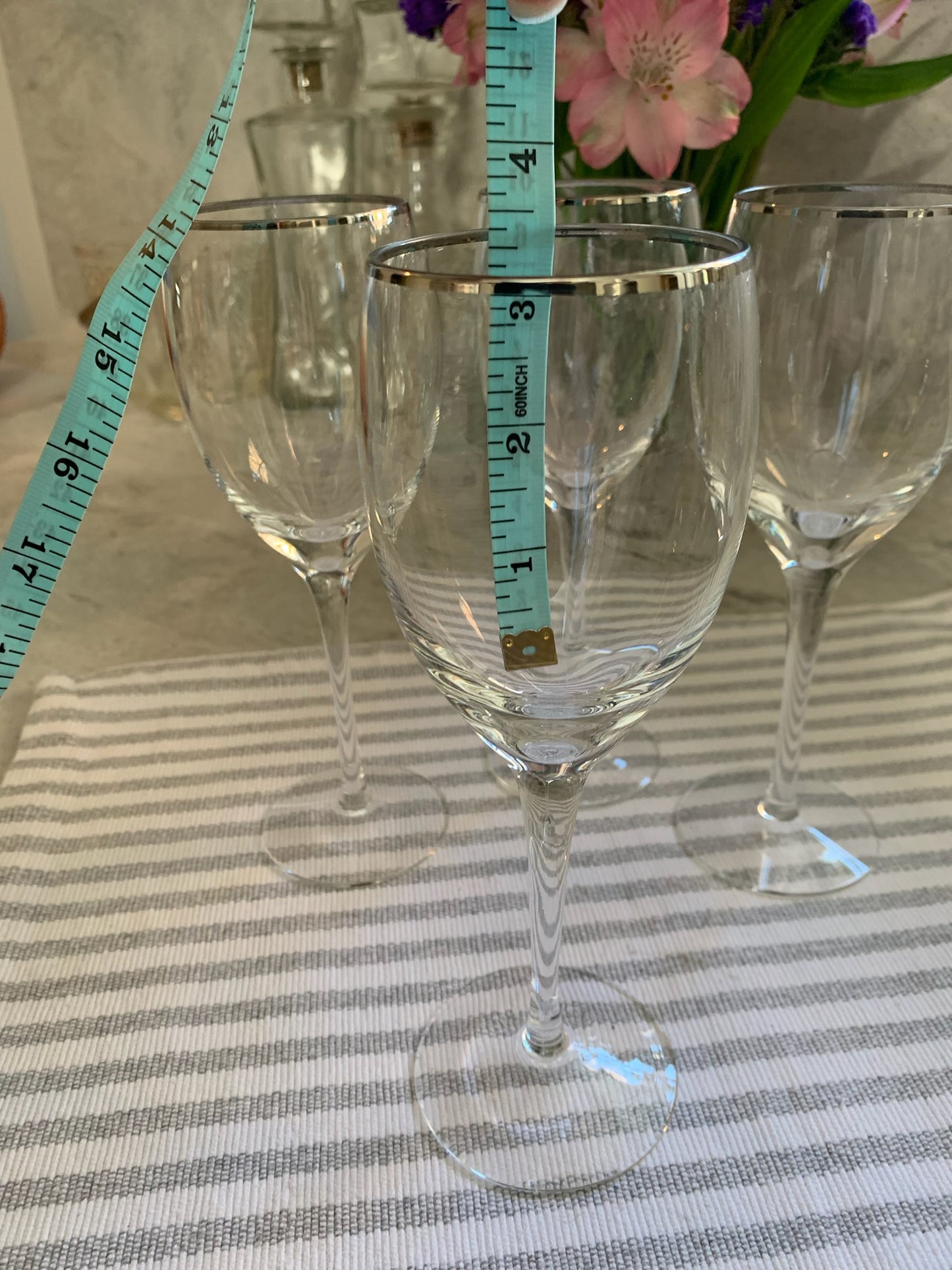 Silver Rim wine Goblet pair (OTTV 1201) sold in PAIRS