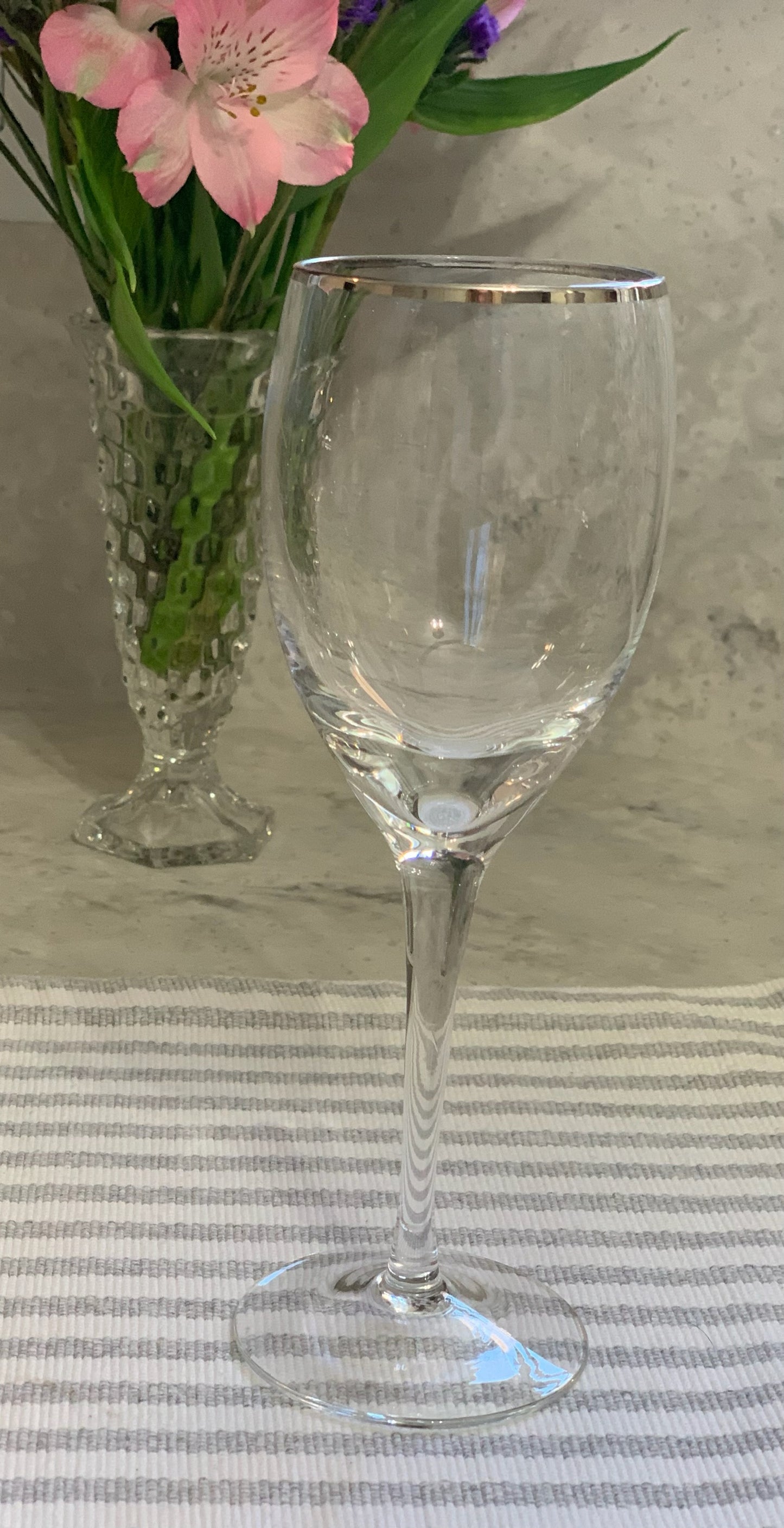 Silver Rim wine Goblet pair (OTTV 1201) sold in PAIRS