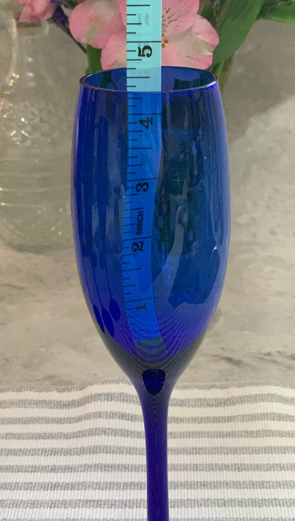 Cobalt Blue PAIR champagne flutes (OTTV 1435) (Handblown?) priced as a pair