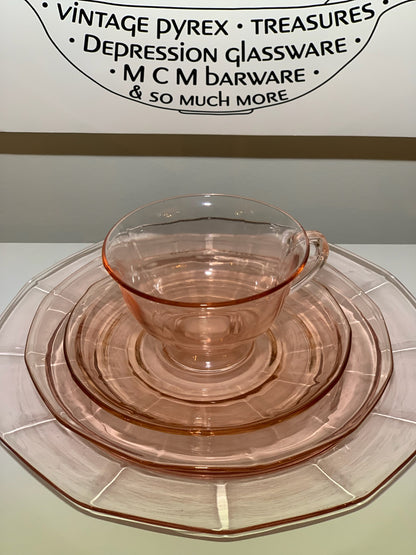 Pink Depression Glass place setting, Priced Individually, 6 of each available