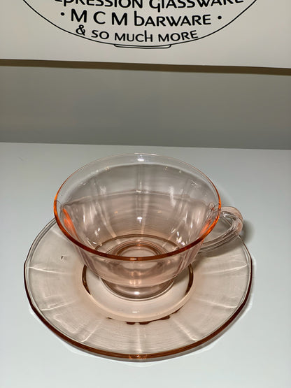 Pink Depression Glass place setting, Priced Individually, 6 of each available