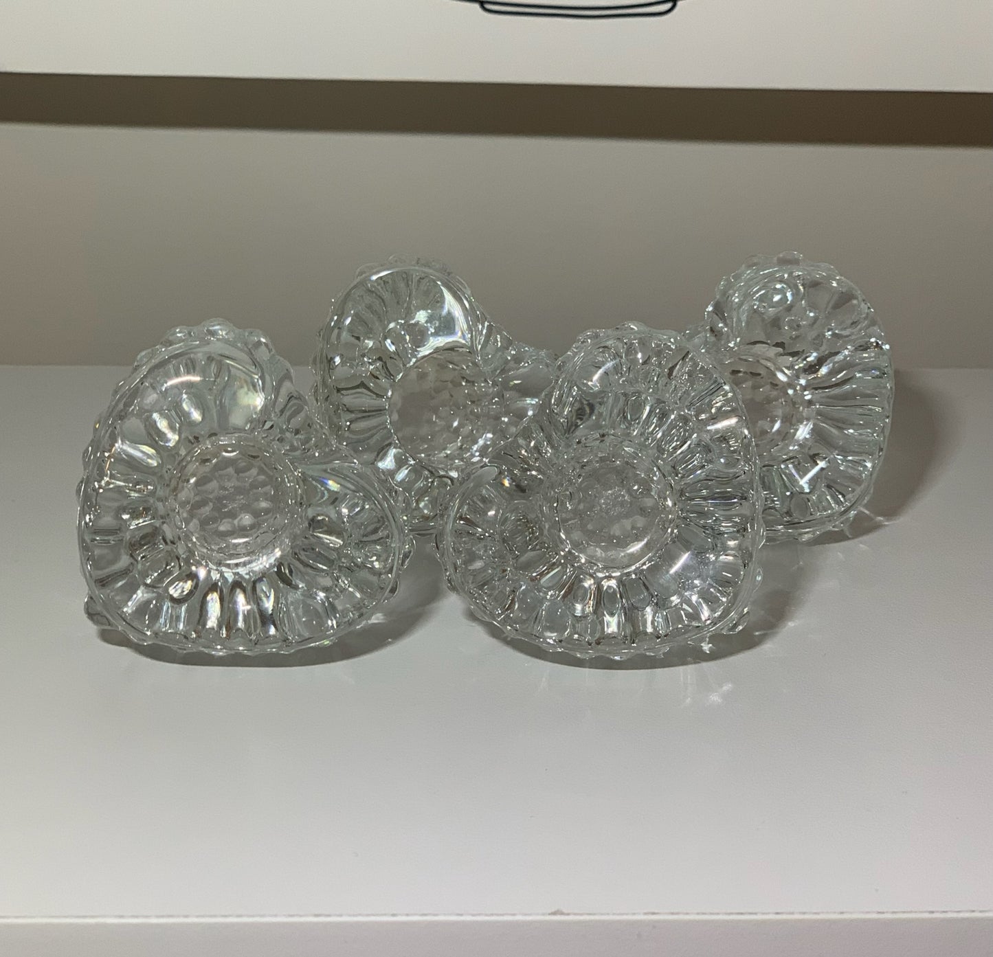 Heart Shaped Crystal Glass Candle Holders (OTTV 2753.5) priced as a pair, 2 pairs available