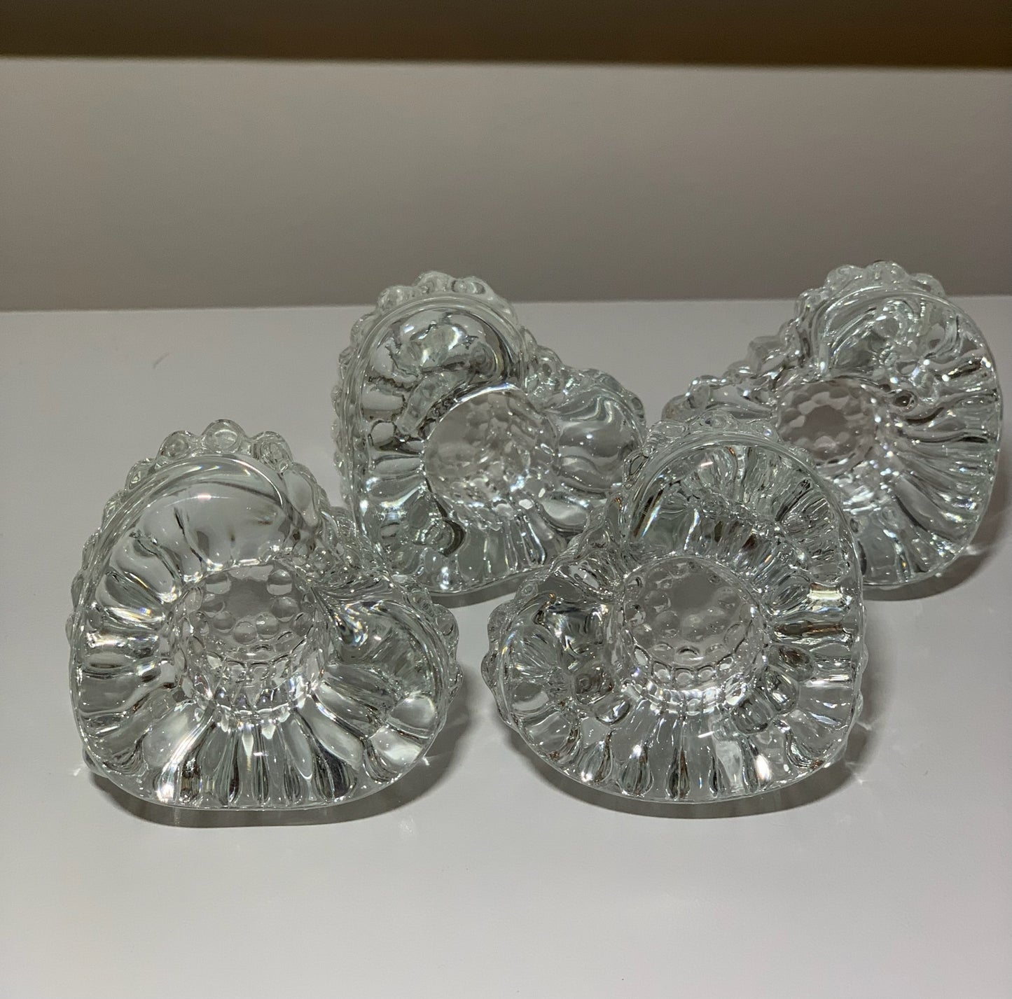 Heart Shaped Crystal Glass Candle Holders (OTTV 2753.5) priced as a pair, 2 pairs available