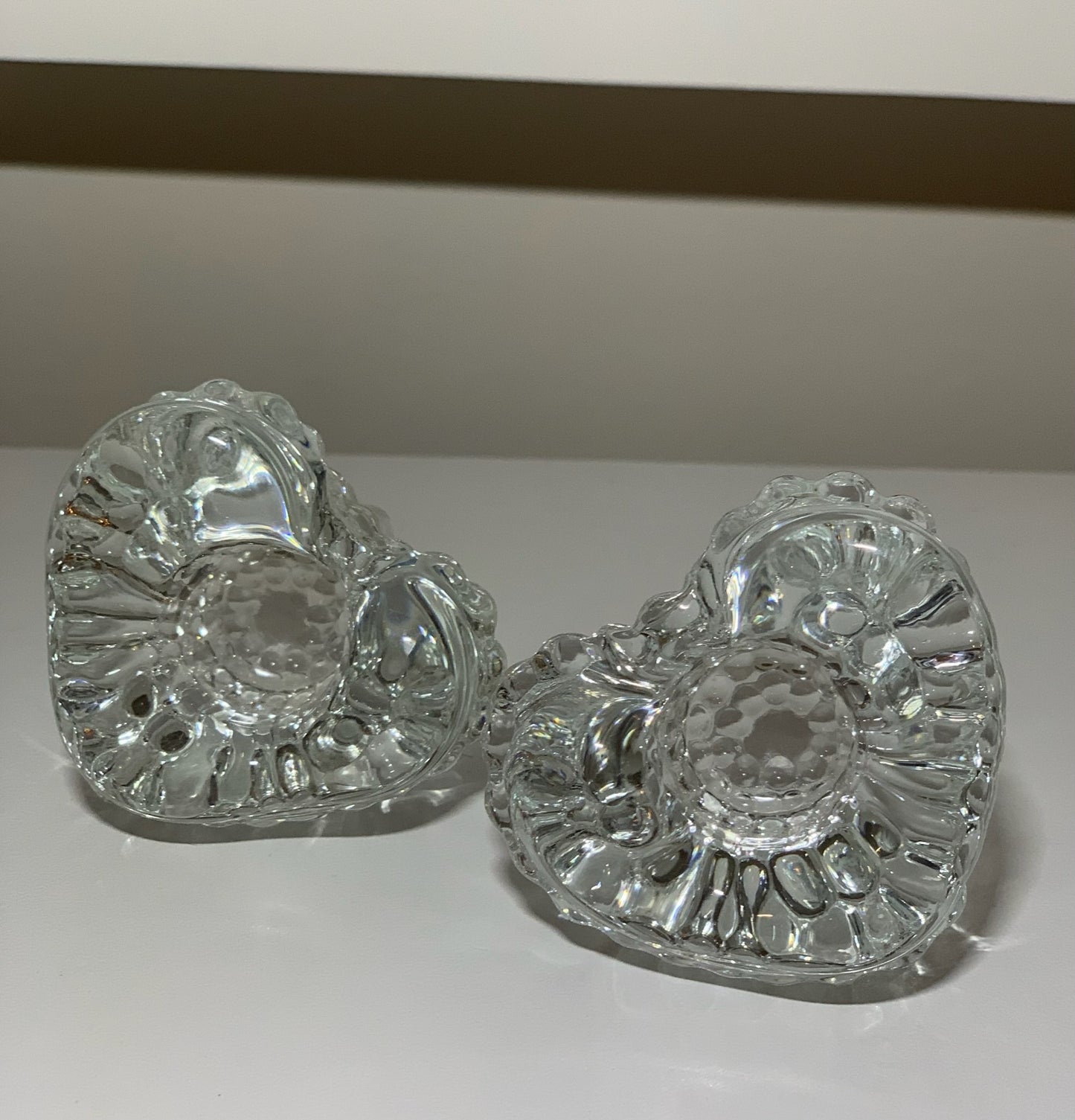 Heart Shaped Crystal Glass Candle Holders (OTTV 2753.5) priced as a pair, 2 pairs available