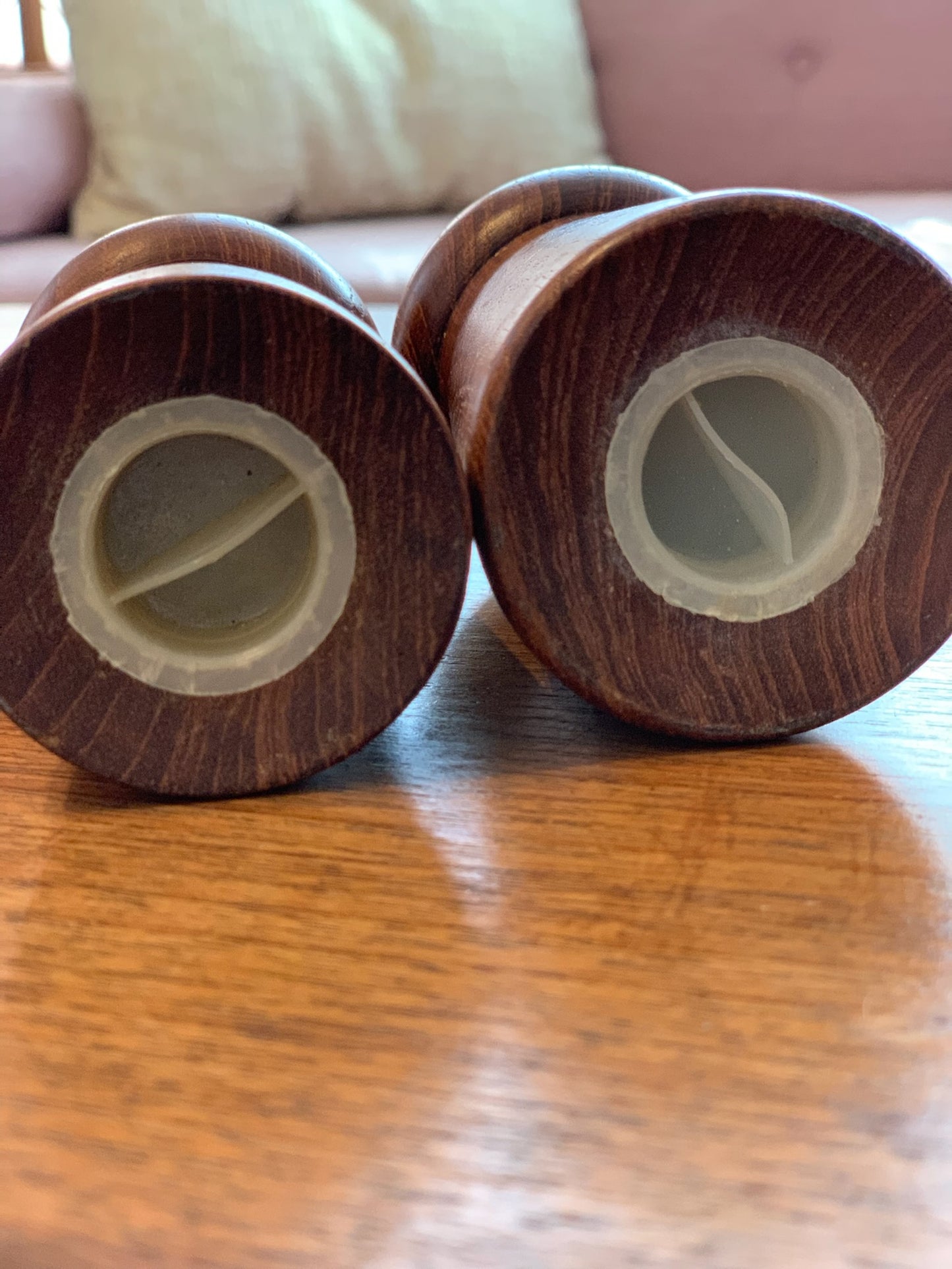 Vintage Wooden Salt & Pepper shaker set (2418) priced as set with stoppers