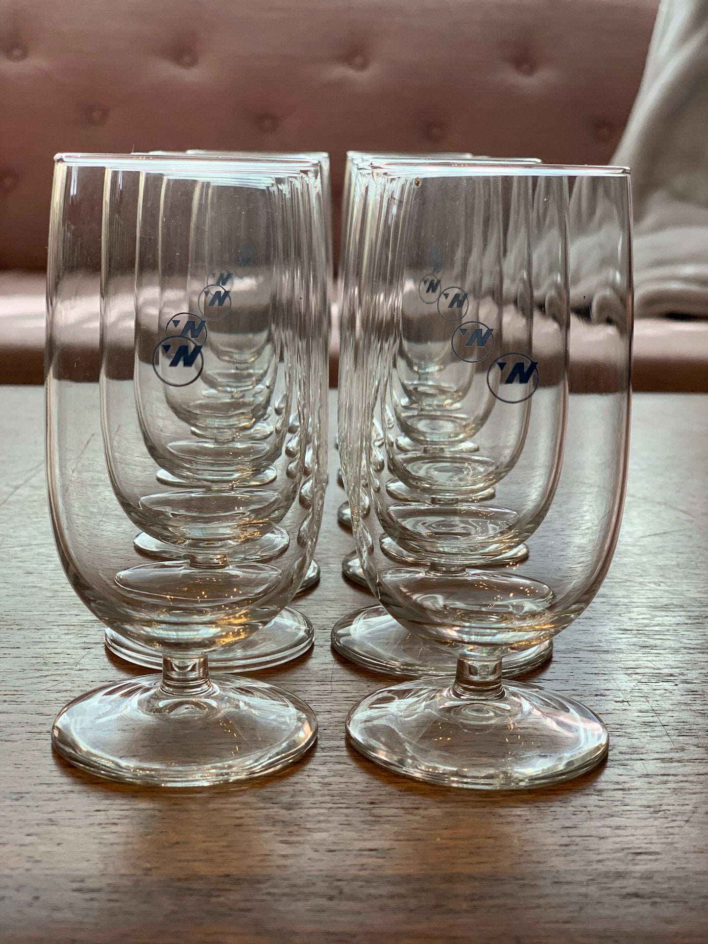 Rare vintage collectibles NWA first class champagne wine glasses Northwest Airlines (2165) priced individually, 12 available