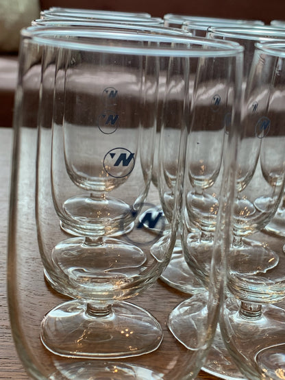 Rare vintage collectibles NWA first class champagne wine glasses Northwest Airlines (2165) priced individually, 12 available