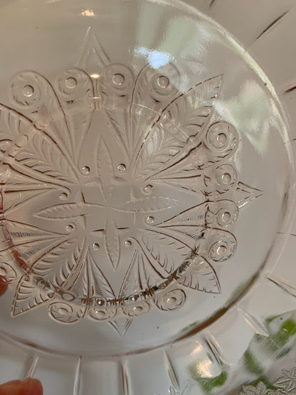 Poinsettia Pink Depression Glass saucers (1856) priced separately, 3 available