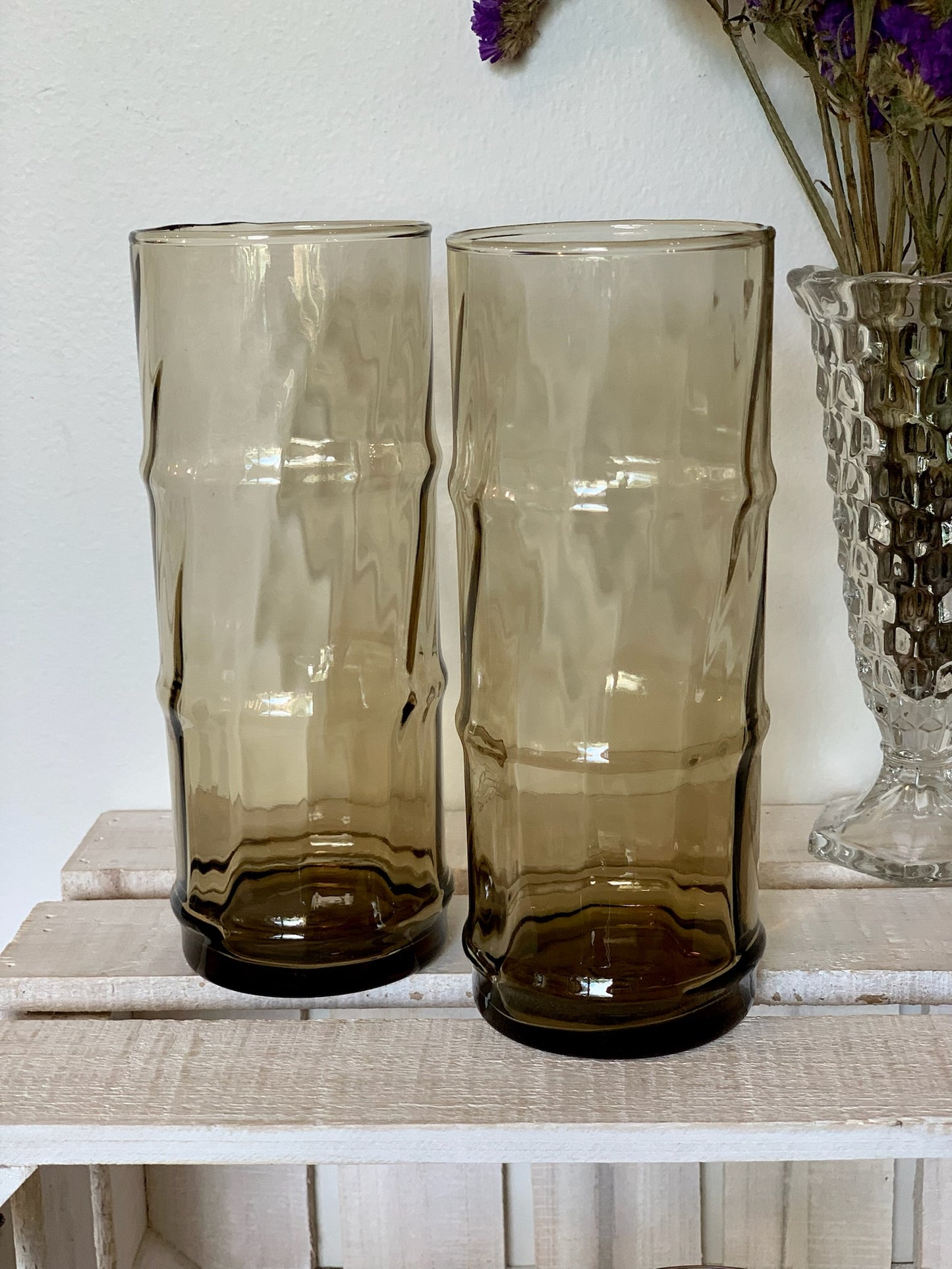 Tiki Style Bamboo smokey brown Libbey Glasses (OTTV 2837 2838 2839) priced individually