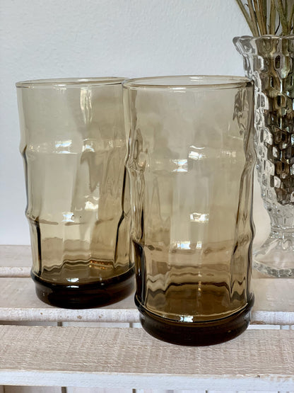 Tiki Style Bamboo smokey brown Libbey Glasses (OTTV 2837 2838 2839) priced individually