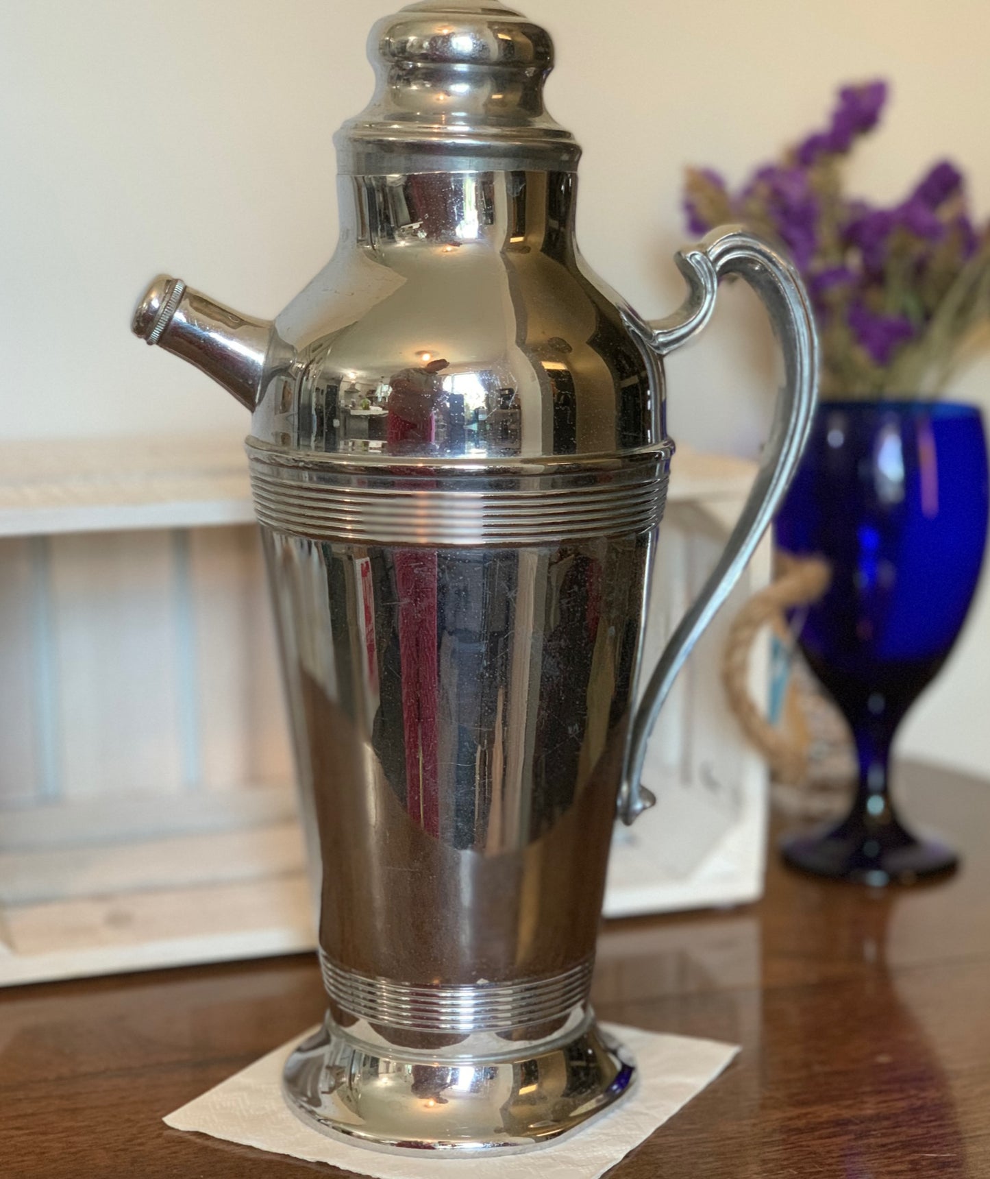 Art deco stainless chrome cocktail shaker (OTTV 2873.3)