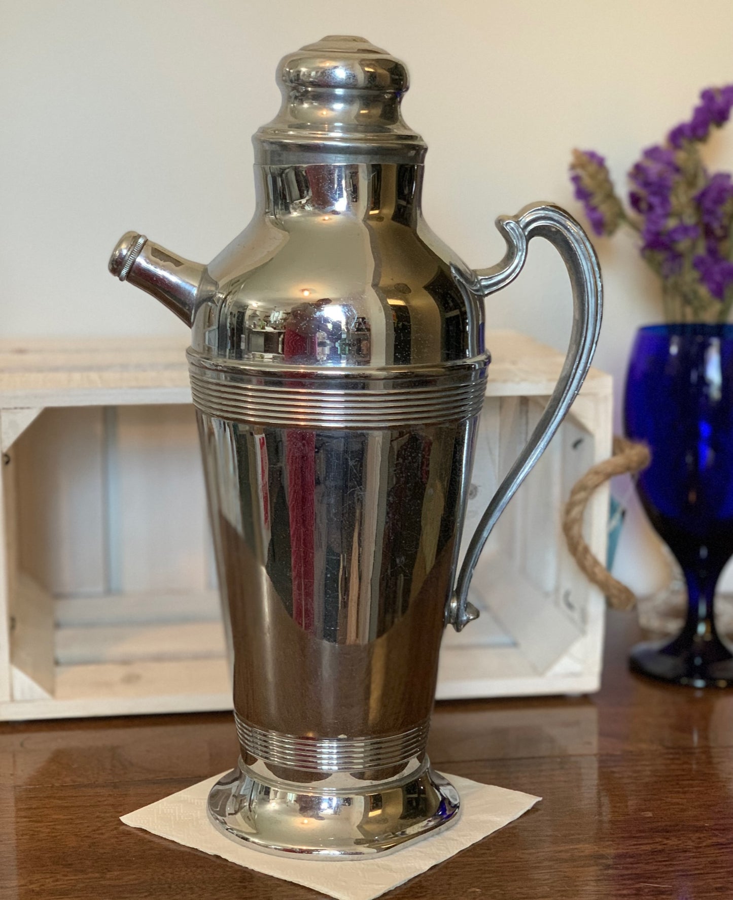 Art deco stainless chrome cocktail shaker (OTTV 2873.3)