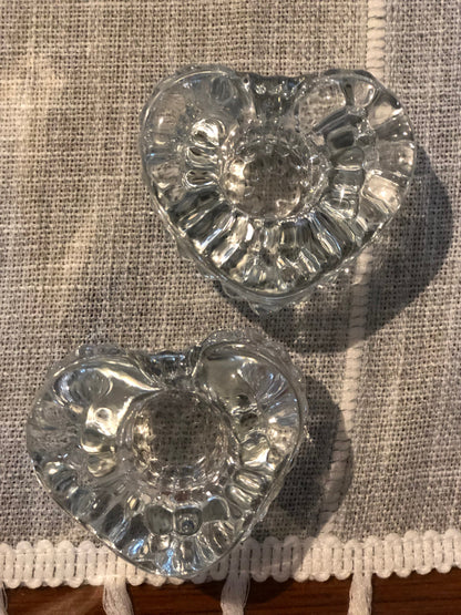 Heart Shaped Crystal Glass Candle Holders (OTTV 2753.5) priced as a pair, 2 pairs available