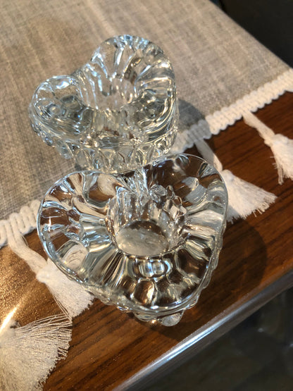 Heart Shaped Crystal Glass Candle Holders (OTTV 2753.5) priced as a pair, 2 pairs available