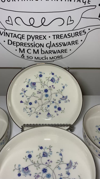 Noritake Serene garden blue floral silver rim bowls, priced individually, 4 available