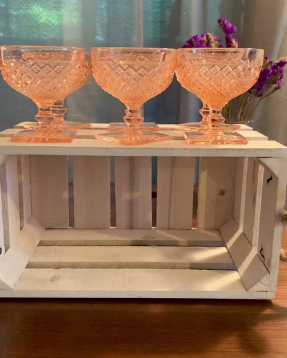 Miss America Pink depression glass sherbet cups / champagne coupe glasses (OTTV 1429) priced individually, 2 available